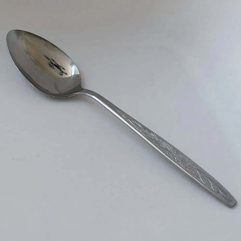 9pc Granada Rose and Leaves Flatware Set Stainless Textured Handle Japan Rare